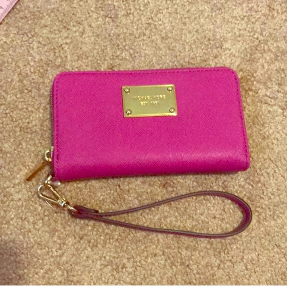 Pink, Fuchsia & Gold Michael Kors Wristlet